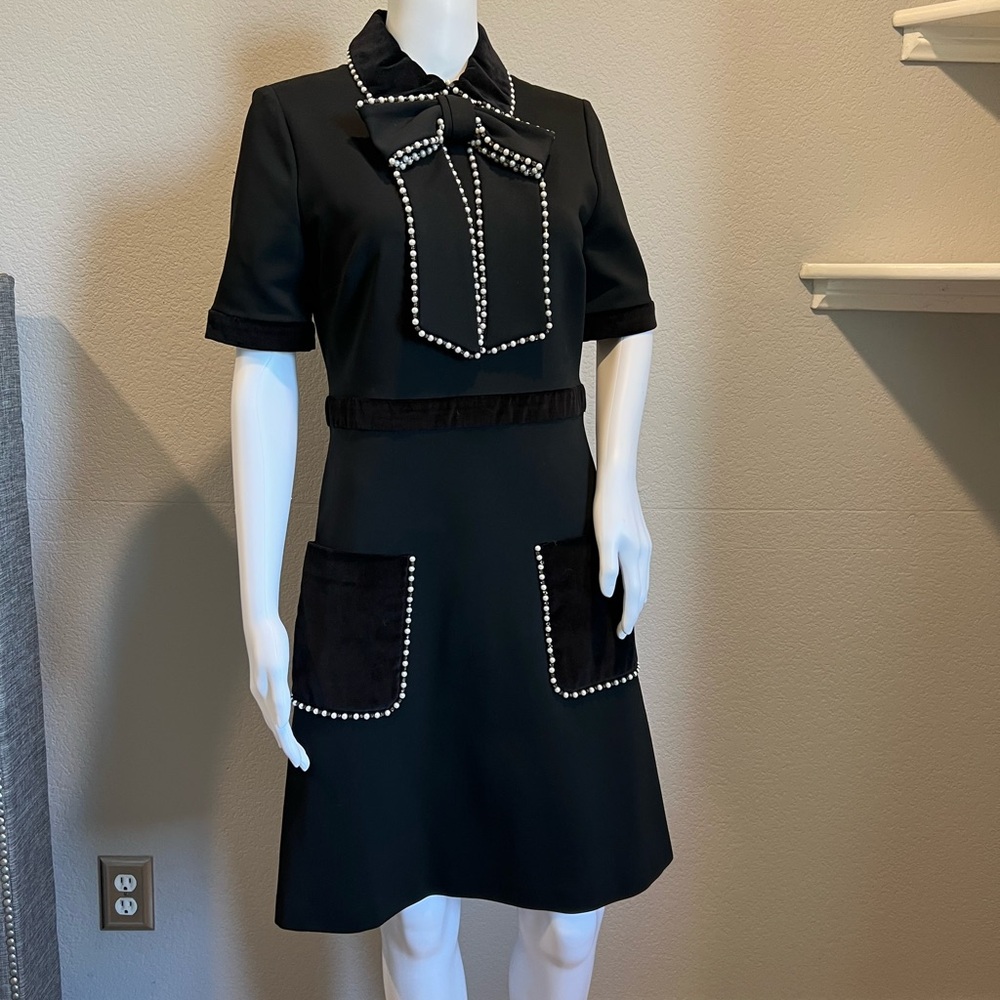 Gucci Black Velvet with Pearl and Silver Details